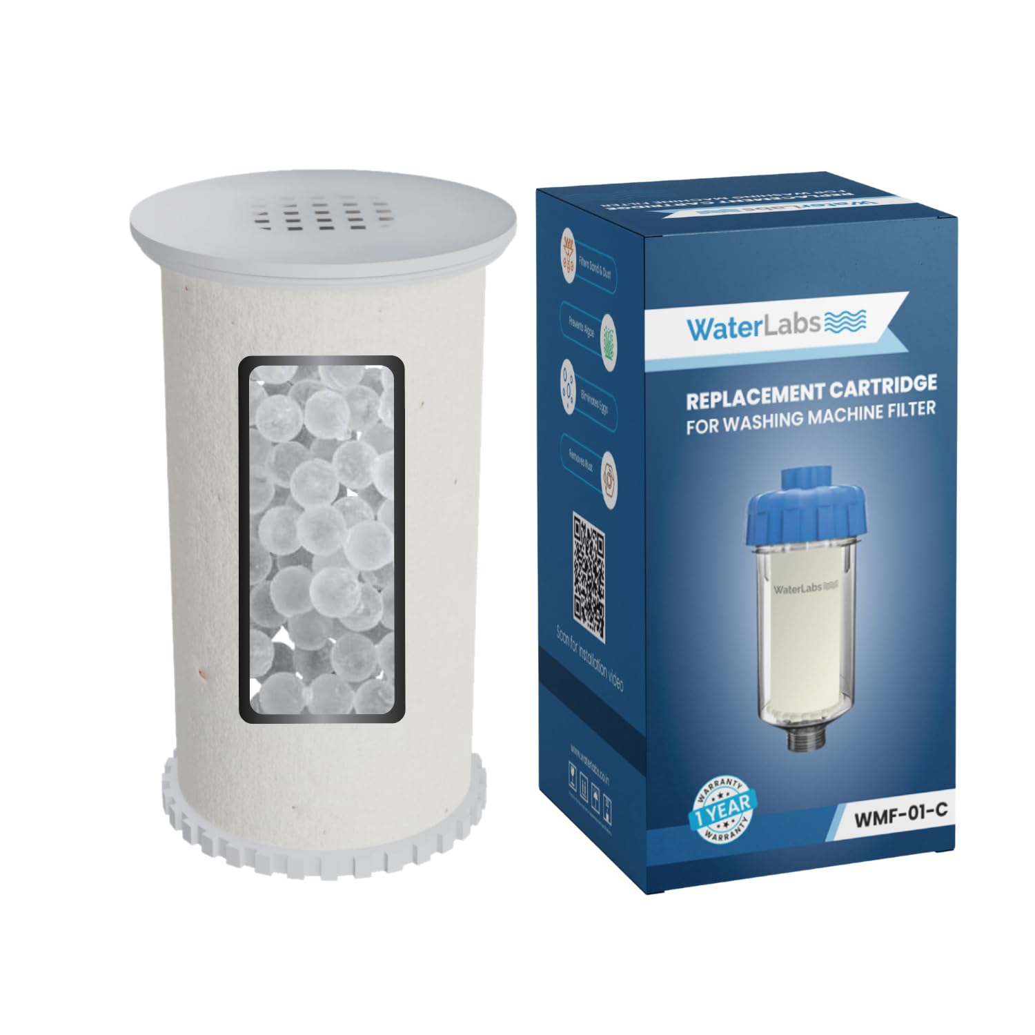 Replacement Cartridge for Washing Machine Filter, High-Performance Water Filtration for Cleaner, Brighter Laundry, Compatible with Most Standard Washing Machine Filter Systems