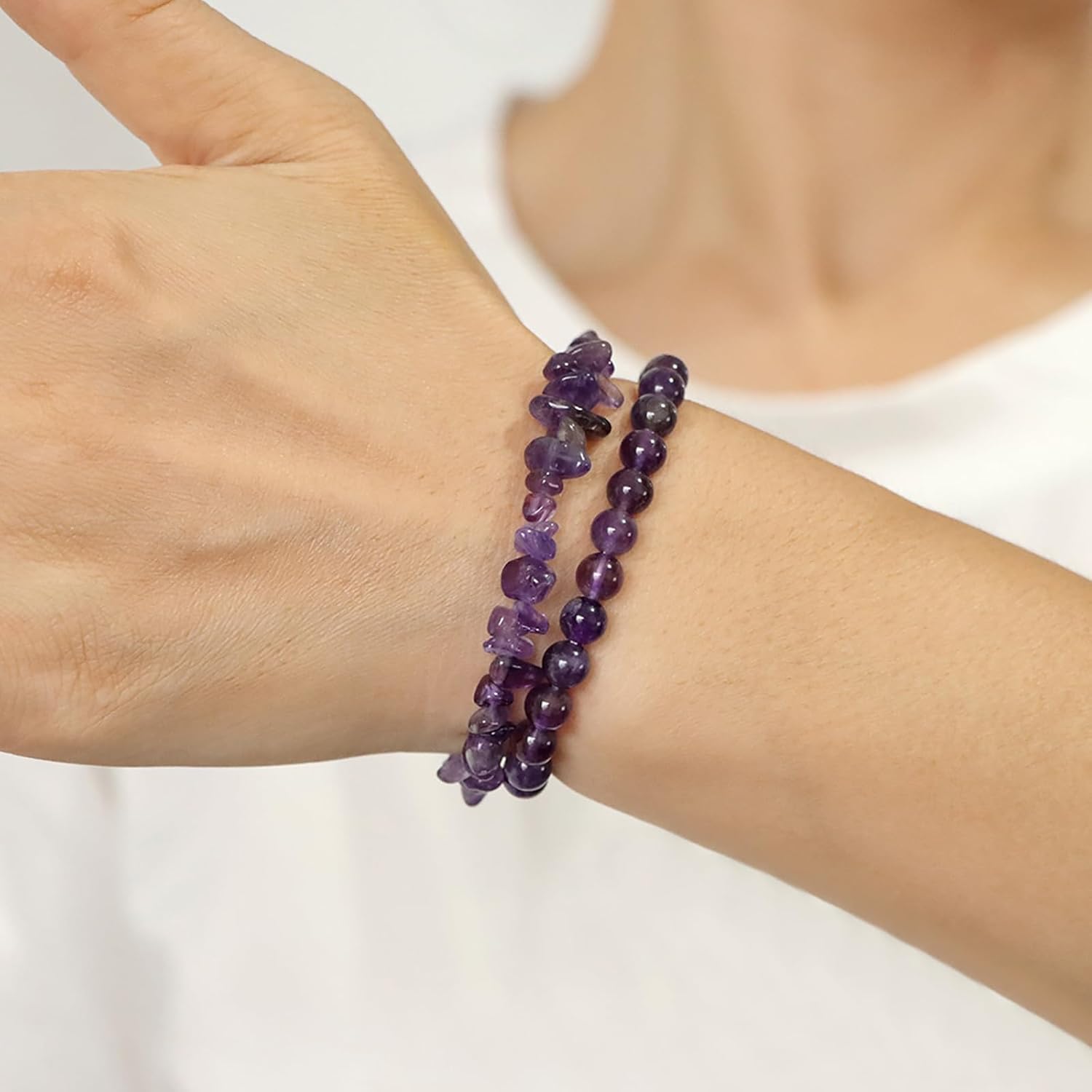 Healing Crystal Bracelets for Women 2 PCS 6mm Natural Stone Bracelet Stretch Crystal Beaded Bracelets Handmade Gemstone Bracelet Jewelry Gifts Christmas Gifts for Women Girls - Image 4