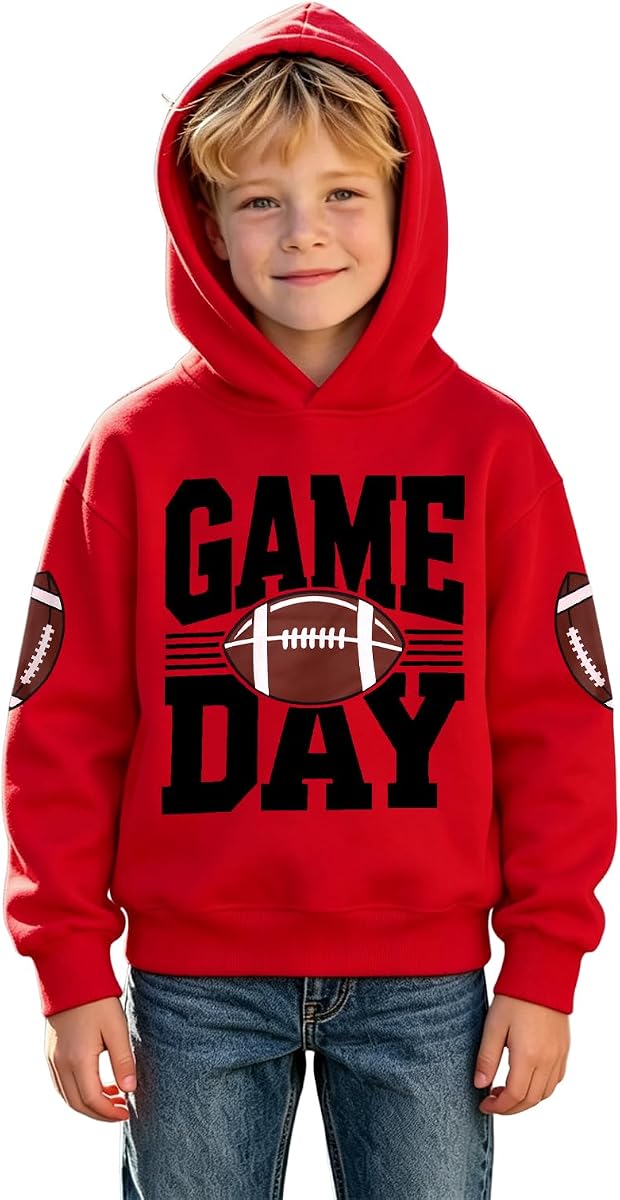 BOUTIKOME Sudadera con capucha de fútbol para bebé y niña, para el día del juego, traje de fútbol, ​​para aficionados al deporte de rugby, jersey de manga larga