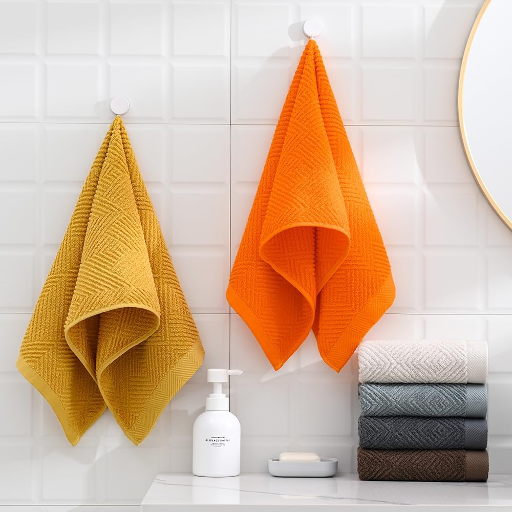 sense gnosis Red Hand Towel Set of 2 Premium 100% Cotton Herringbone Striped Weave Ultra Soft Highly Absorbent Hand Towel for Bathroom 13 X 29 Inch - Image 8