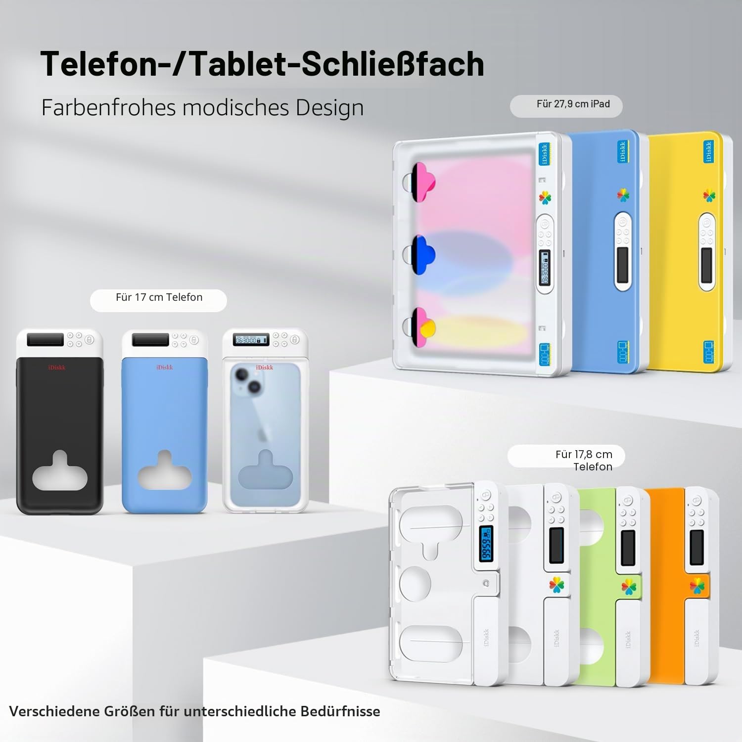 iDiskk Telefonschlossbox, Telefongefängnis, Timer-Lockbox für Android-Handy/iPhone (max. 6,7 Zoll), Selbststeuerung, zeitgesteuerte Schließfachbox für Telefon-Ergänzung/Versuchung (schwarz)