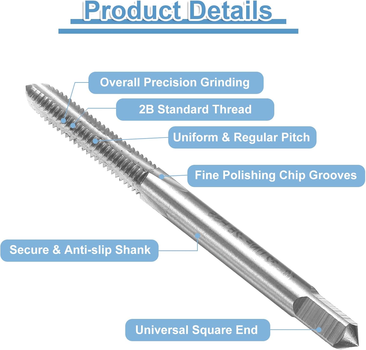 uxcell 10pcs Straight Flute Thread Tap, 10-32 UNF Screw Threading Tapping Tool Thread Milling Machine Taps, High-Speed Steel 6542 (HSS 6542)