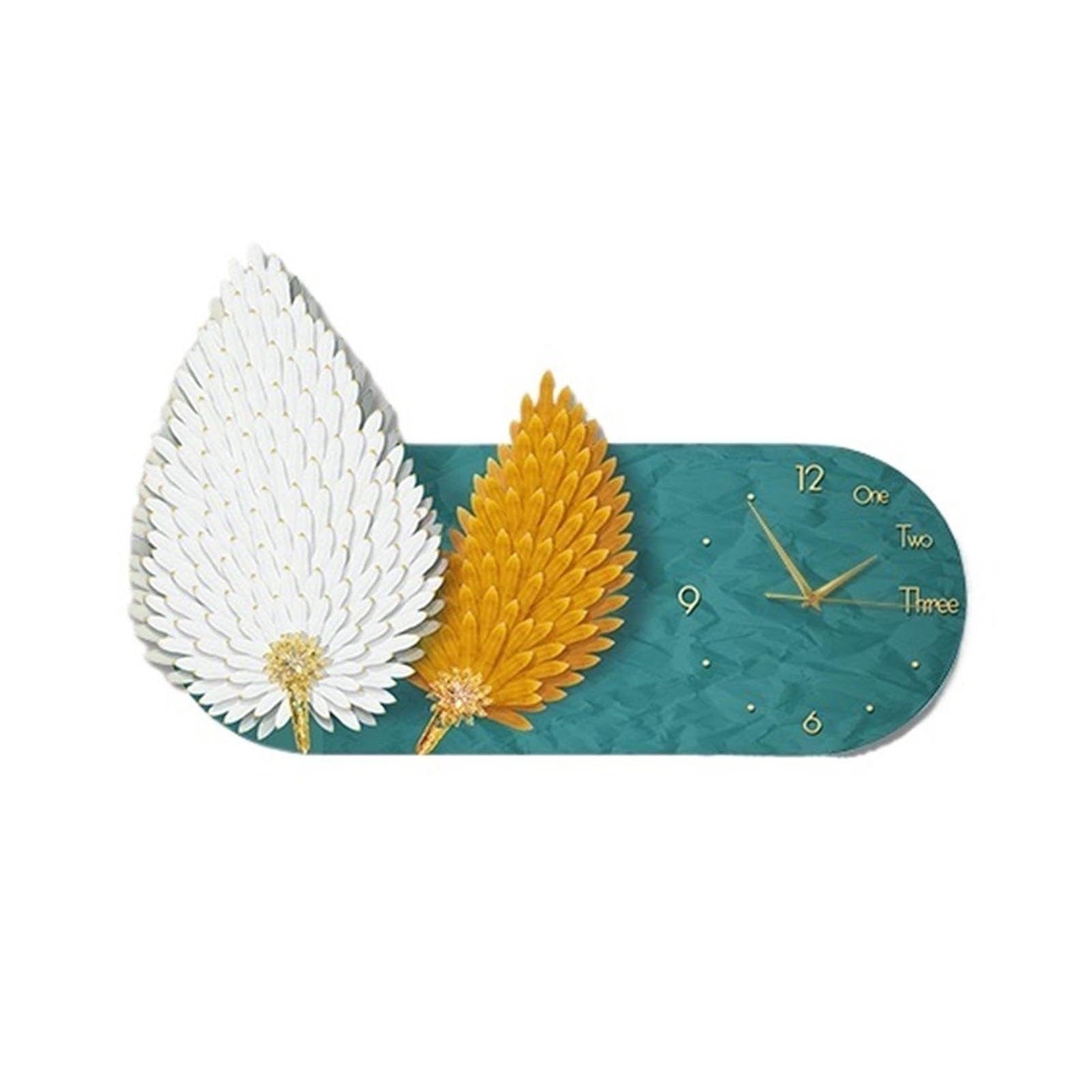 Horloges murales decoratives pour salon grand modele avec applique LED moderne 3D plume