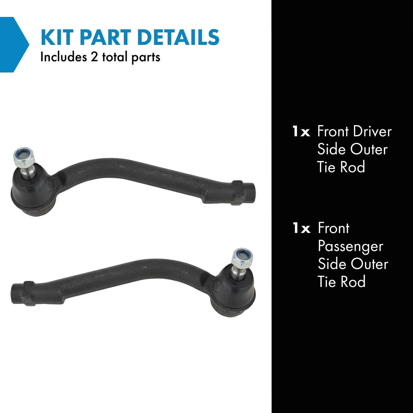 A-Premium 2-Pack Front Outer Tie Rod Ends For Kia Sorento 2011-13 & Hyundai Santa Fe/Veracruz 2007-12