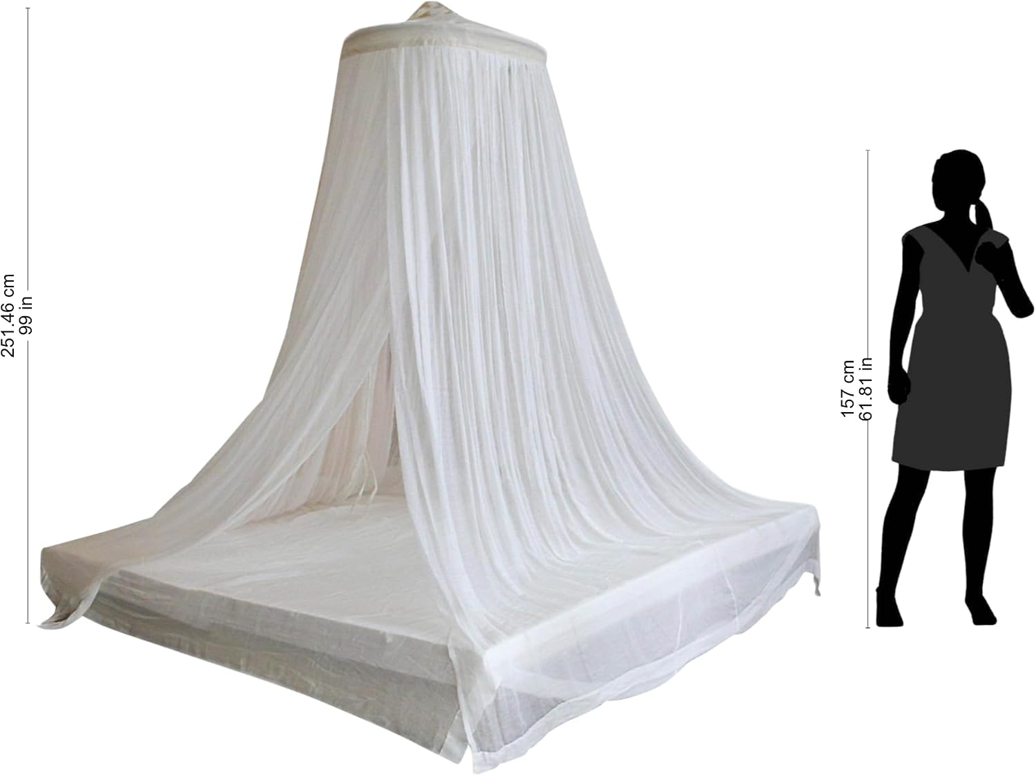 NOVICA White Handmade Cotton Bed Canopy With Bamboo Ring, 'Ethereal Dream'