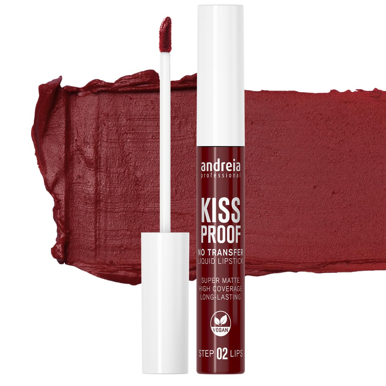 Andreia Rouge à lèvres liquide professionnel sans transfert mat longue durée – Formule enrichie en vitamine E sans bavures, 100 % végétalien – Couleur 01 Bordeaux – 8 ml