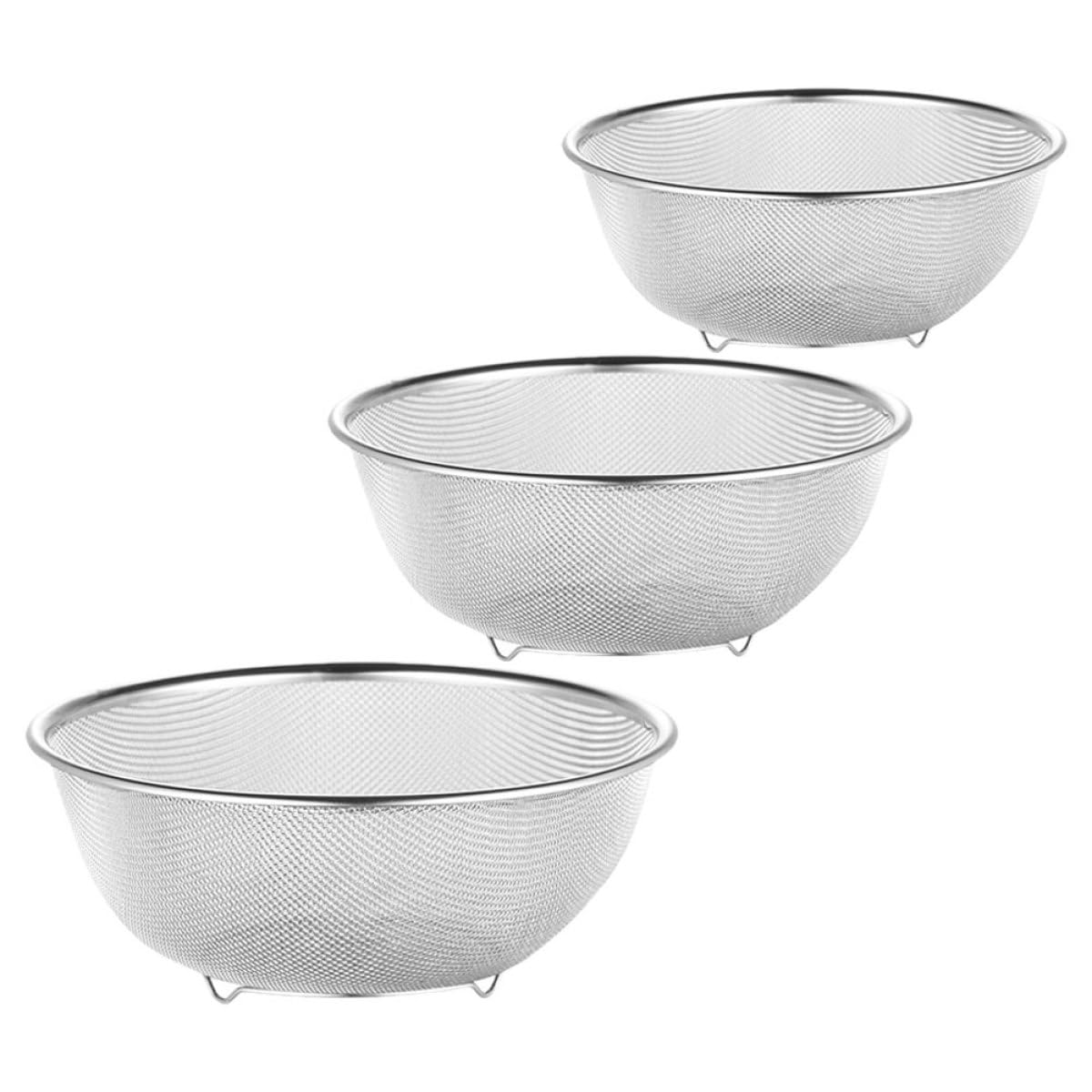 Abaodam Set di Colino in Acciaio Inossidabile Maglia Fine per Lavare Verdure e Frutta, Scolapasta Sicuro e Pratico per Uso Quotidiano in Cucina