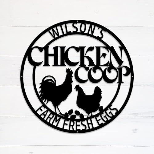 Miniatura 6 de MeMate Letrero personalizado de gallinero, decoración de granja de metal grande, placas con nombre personalizadas para decoración de granja