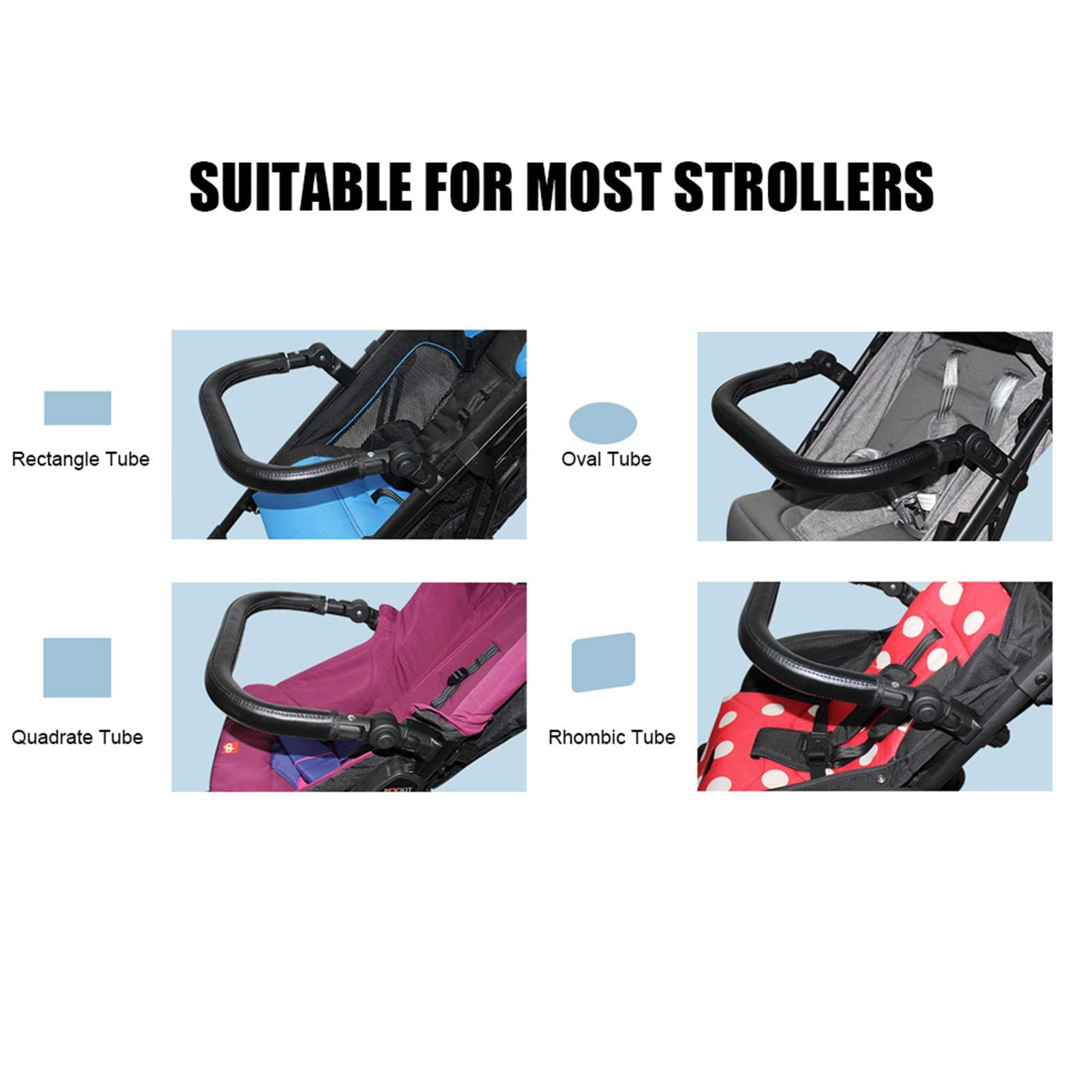 Yctze Barra per Pancia per Passeggino, Bracciolo Universale Regolabile per Passeggino con Rivestimento in Pelle PU, Maniglia per Maniglione Comfort di Sicurezza per Neonati, Ideale per Passeggini,