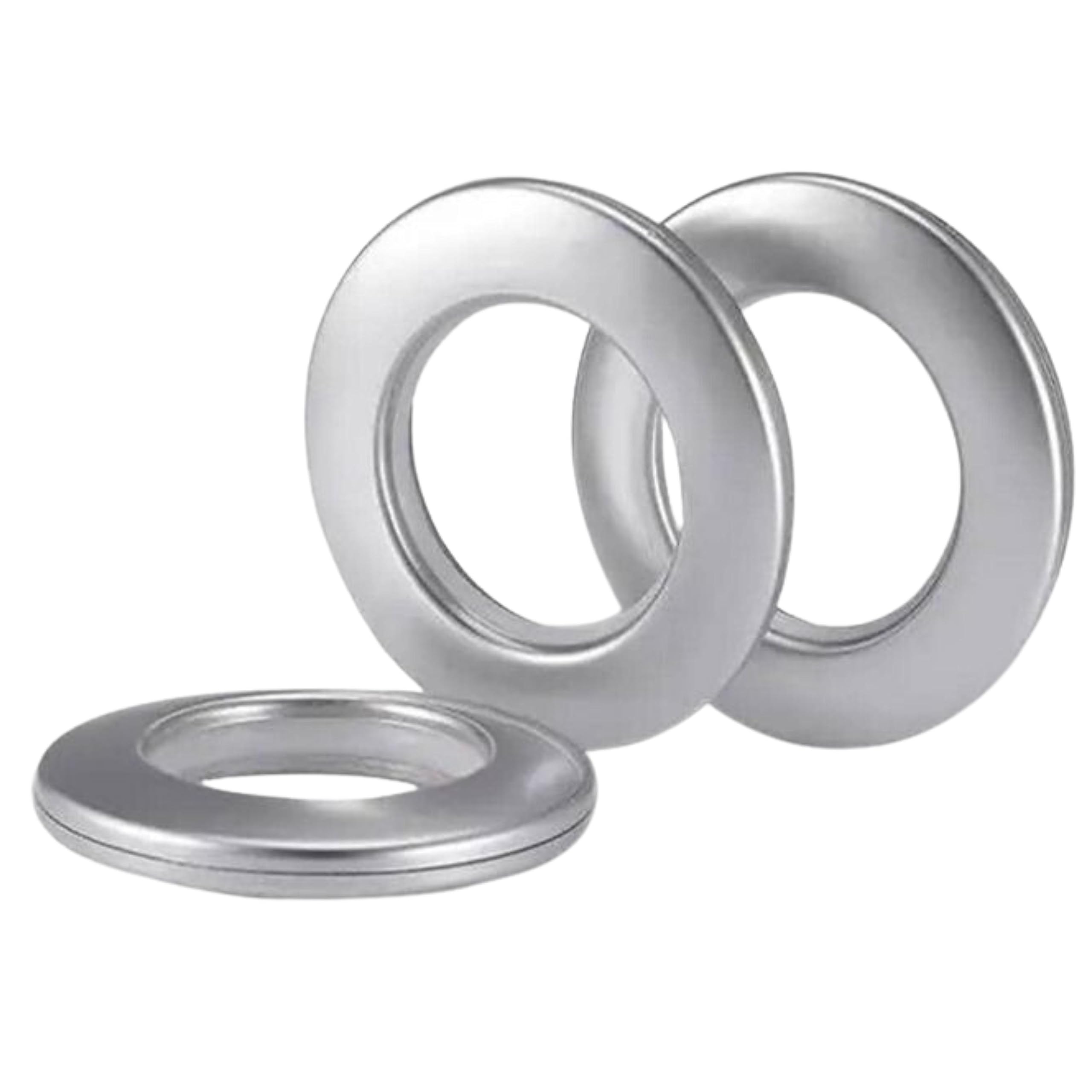 INSTITCH Premium Curtain Rings with Flexi Lock, Eyelets for Curtains for Windows Curtains, Door Curtains, Suitable for 2 Inch Curtain Rod, Pack of 12 Sets (12 Hooks & 12 Washers), Silver