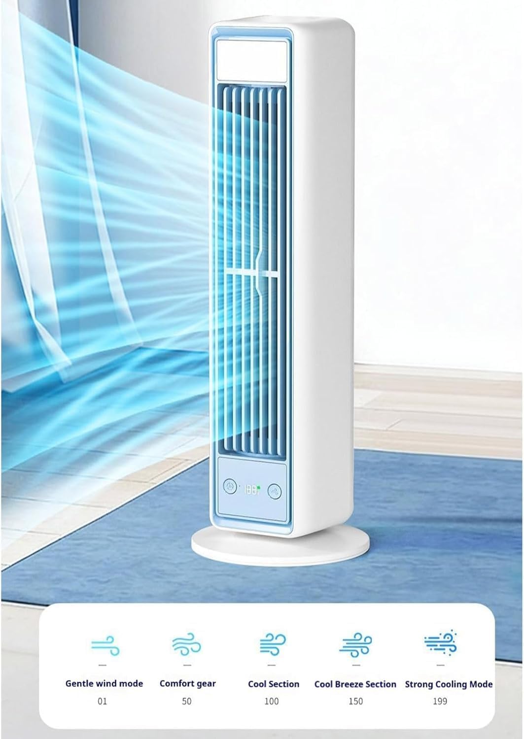 Tower Fan with Remote for Bedroom - Quiet Oscillating Standing Fan, 3 Speeds & 5 Modes, 12H Timer, Portable Cooling Bladeless Fans with Digital Display for Living Room, Home, Office