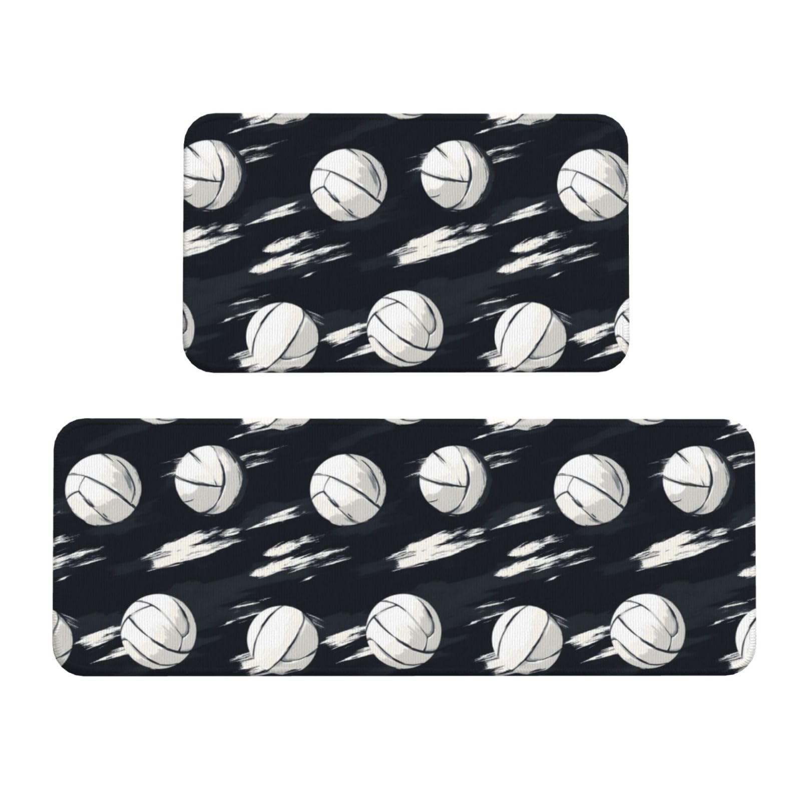 GVYGVY Antifatigue Kitchen Mats for Floor 2 Piece - Cool White Baseball Print Kitchen Rugs Washable, Non Slip Runner Rug Standing Mat for Office/Bathroom/Laundry/Home Decor and Accessories