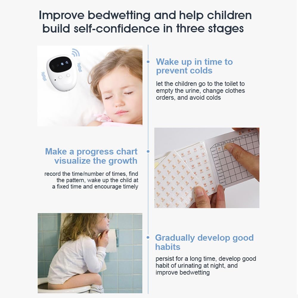 Alarme Stop Pipi Enfant sans Fil, Rechargeable Alarme D'énurésie epteur et émetteur à Clip, Rechargeable par USB, D'énurésie Nocturne pour Garçons et Filles, Apprentissage de la Propreté