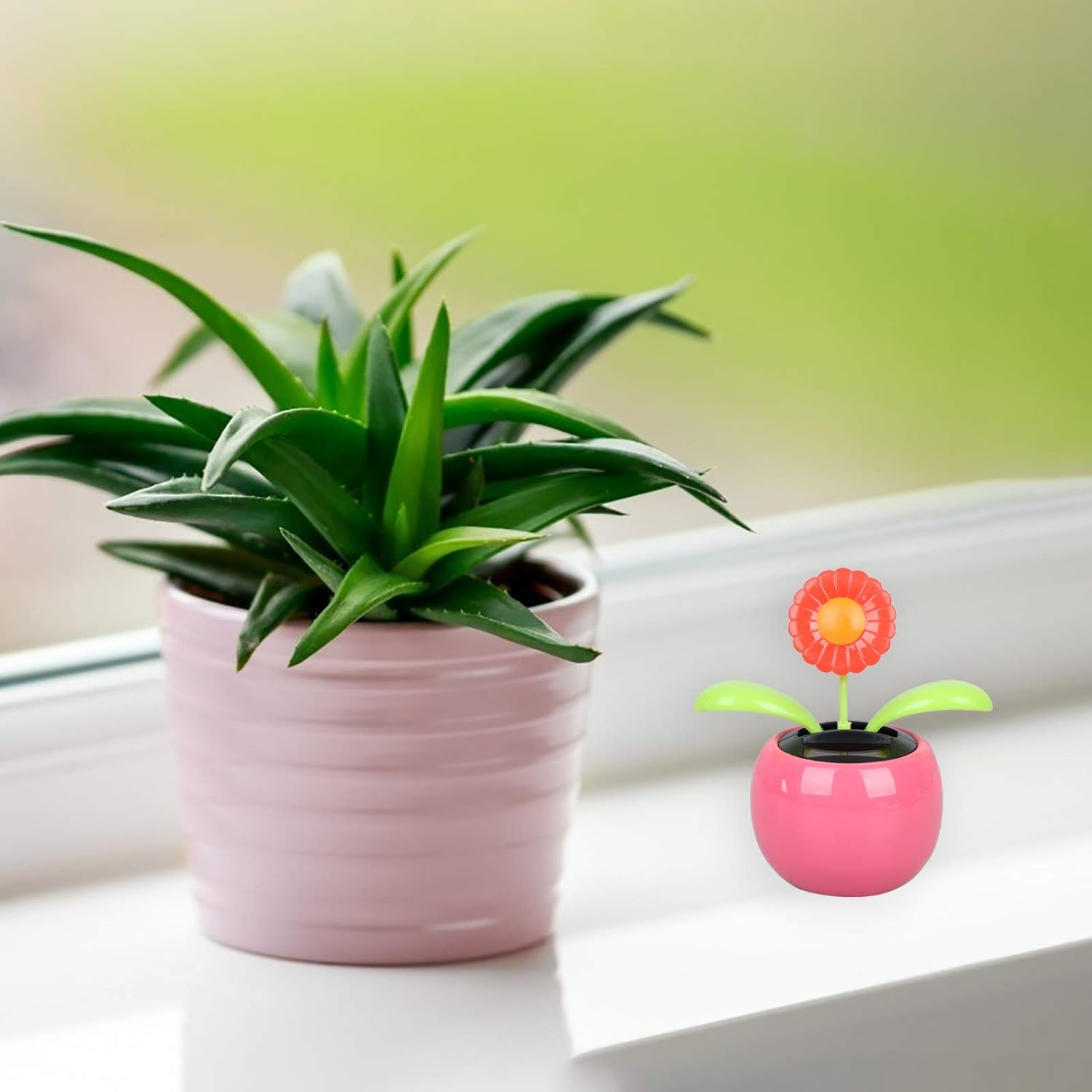 4 Solar Dancing Sunflower Toy Solar Powered Dancing Ladybug in Colorful Pots Swinging Butterfly Flip Flap Animated Bobblehead Dancer Window Sun Catcher Car Dashboard Decor Portable Suncatchers