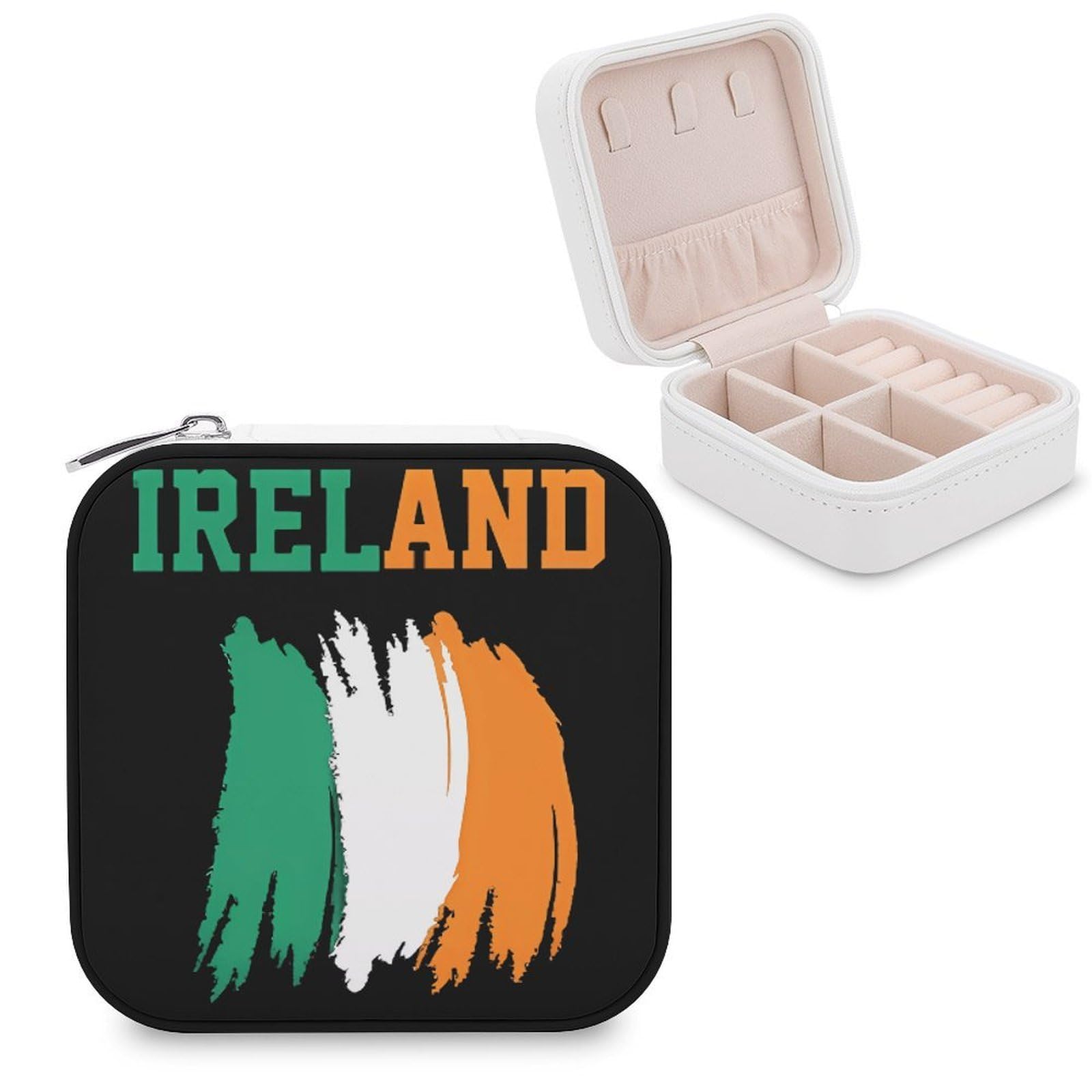 CUTJMDNGH Ireland Irish Flag Jewelry Box for Women Jewellery Case Organizer Storage Boxes Craft