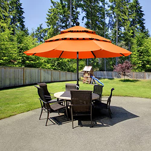 Abccanopy Patio Umbrellas 3-Tiers 9Ft (Orange) #TOP3
