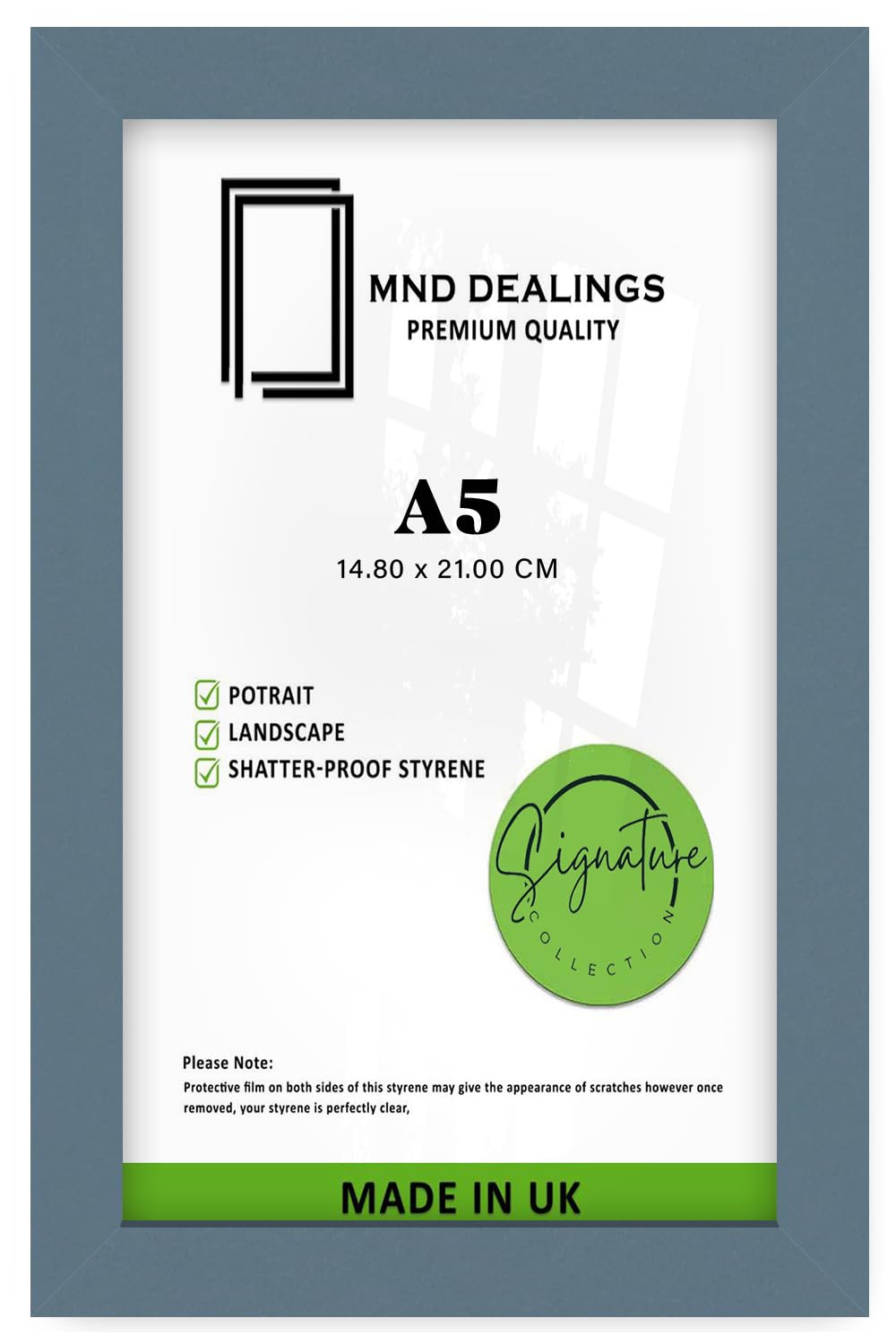 MND Dealings | MDF Picture Frame A5 (14.80 x 21.00 CM) A5 (21.00 x 14.80 cm) for Art, Certificates & Décor, MDF Wood Finish, Includes Secure Hanging Hooks [ Dark Grey ]