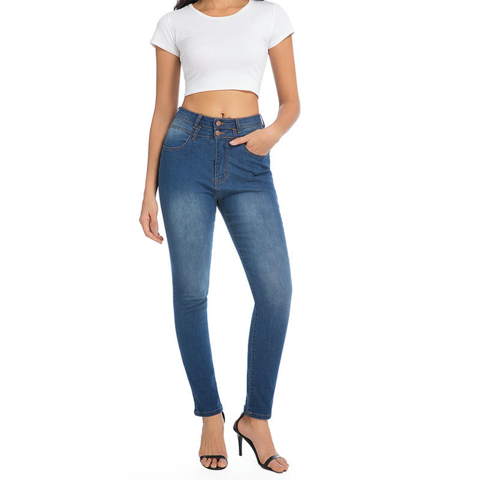 Jean pour Femme Jeans Colombiens Maigres Et Maigres-Bleu Foncé-s