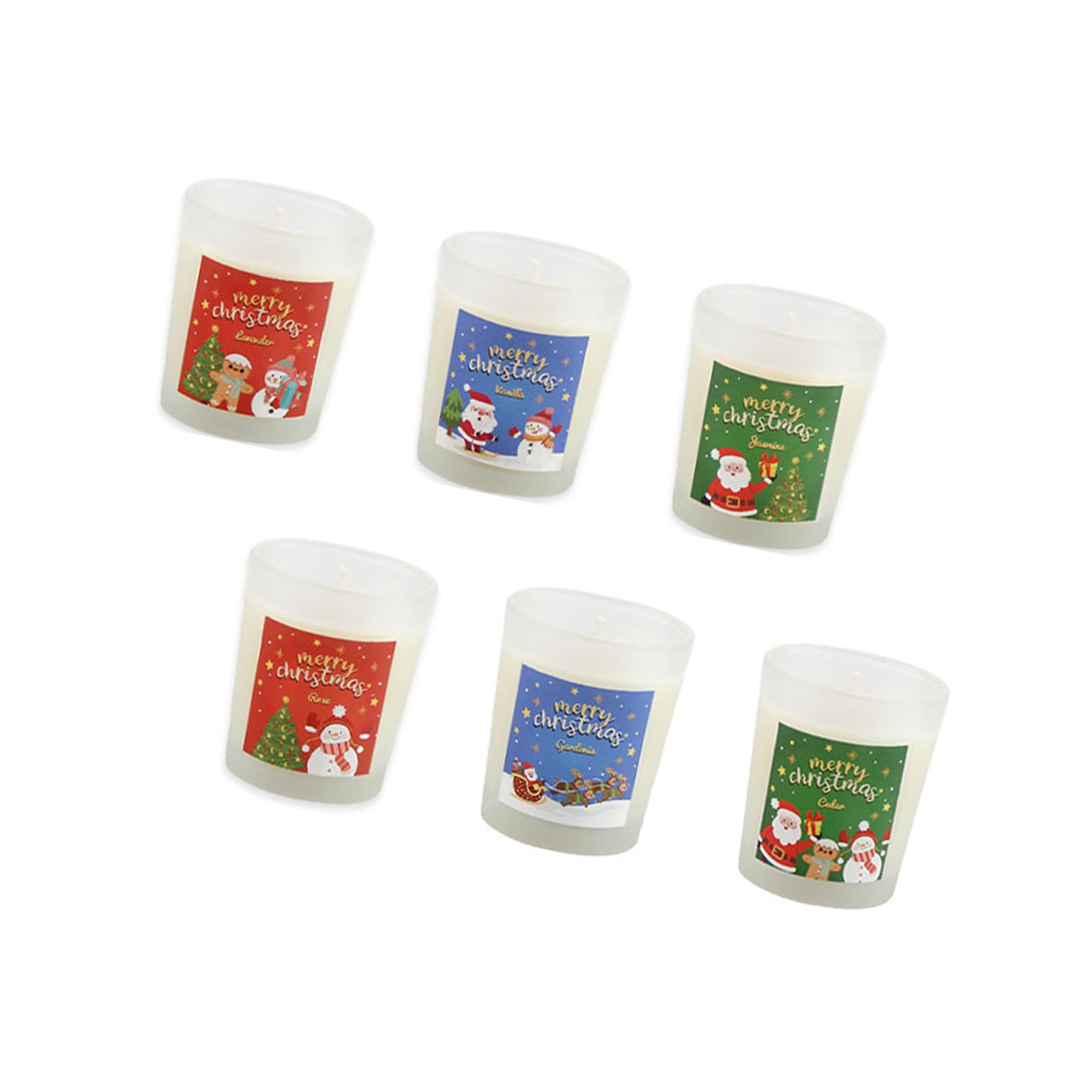 Jazuaiao 6Pcs Holiday Soybean Wax Gift Box Natural Aromatherapys Set Multiple Scents Celebration Decoration Assorted Scented Holiday Set