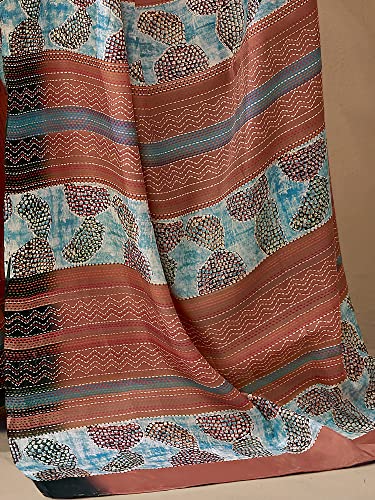 Image of AKHILAM Women's Abstract Tussar Silk Printed Saree With Unstitched Blouse Piece (KANTHA01 Parent)