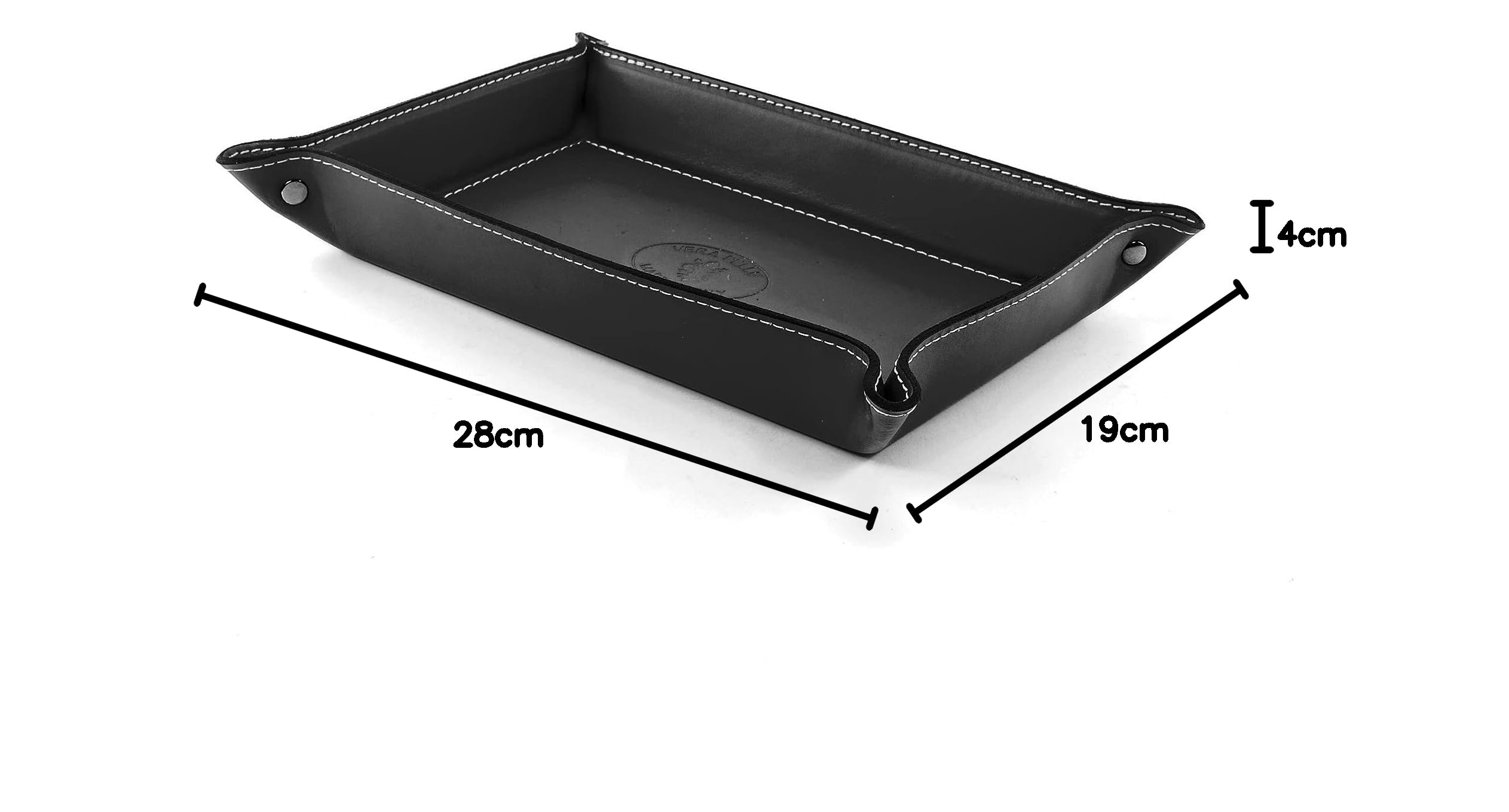 Orvieto Taschenleerer Leder, Handgearbeitet in klassischem italienischem Stil, Ordentlich Tablett, Geschenkschachtel inklusive (28x19 cm) Schwarz