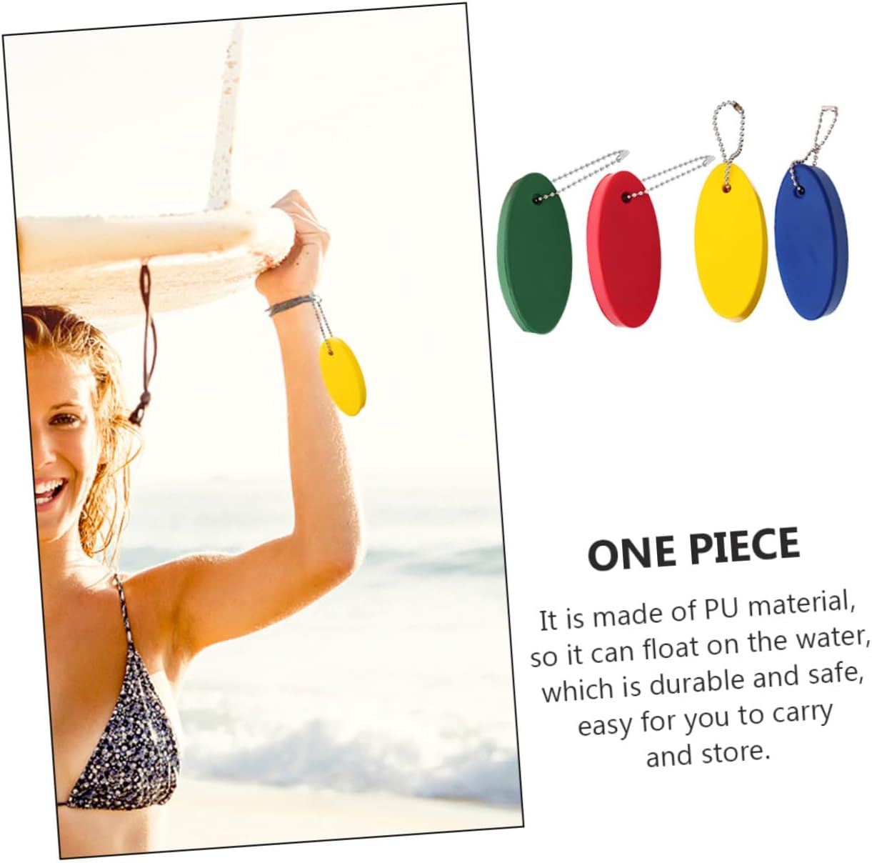 4pcs Oval Pu Floating Keychain Set, Eco-friendly Eva Material Sports Key Ring for Boating Fishing Sailing Outdoor Water Activities Random Color image 5