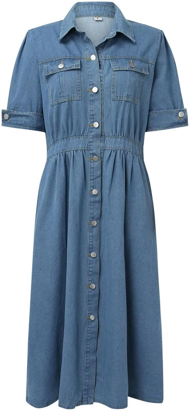 Vestito Jeans Lungo Abito In Denim Donna Con Bottoni - Lungo, Vita  Elastica, Maniche Lunghe, Stile Western Gonna Levis Donna