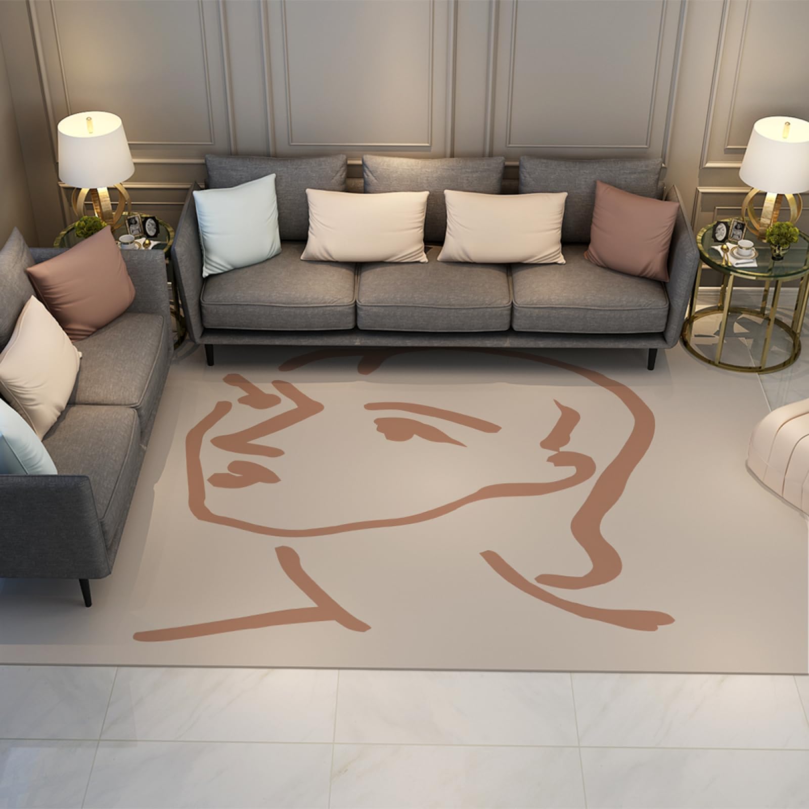 Tapis doux Matisse style portrait abstrait femme grand tapis lavable 120x240