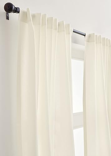 Miniatura 10 de Solino Home Cortina de lino de algodón blanco  Cortina de 52 x 45 pulgadas con bolsillo para barra y pestaña oculta  Cortina de estilo colgante 2 en