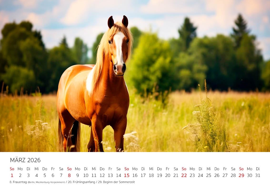 Edition Seidel Premium Kalender Pferde in der Natur 2026 Format DIN A4 Wandkalender Pferdekalender Tiere Fohlen Stute Hengst