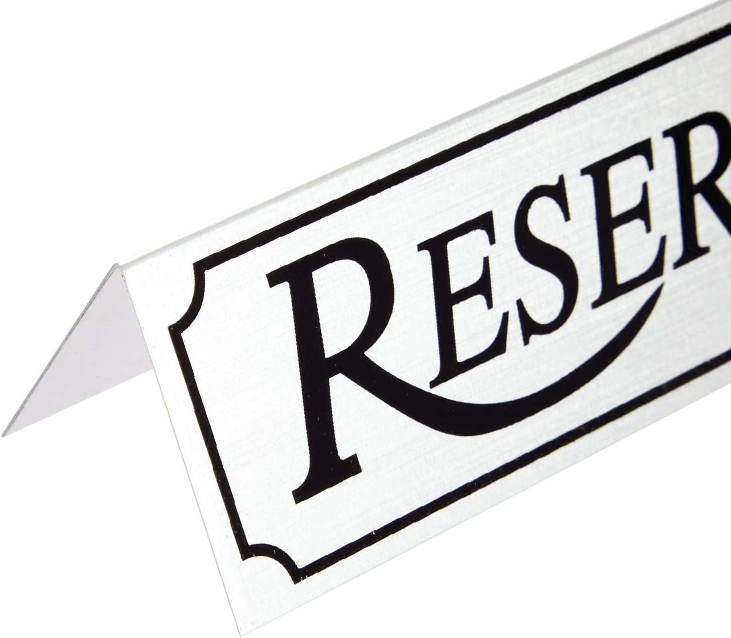 12-Pack Small Metal Reserved Table Signs for Restaurants, Dinner Parties, Bridal Showers, and Wedding Banquets, Anniversaries, Etched Silver Design (4.7x1.5 in)