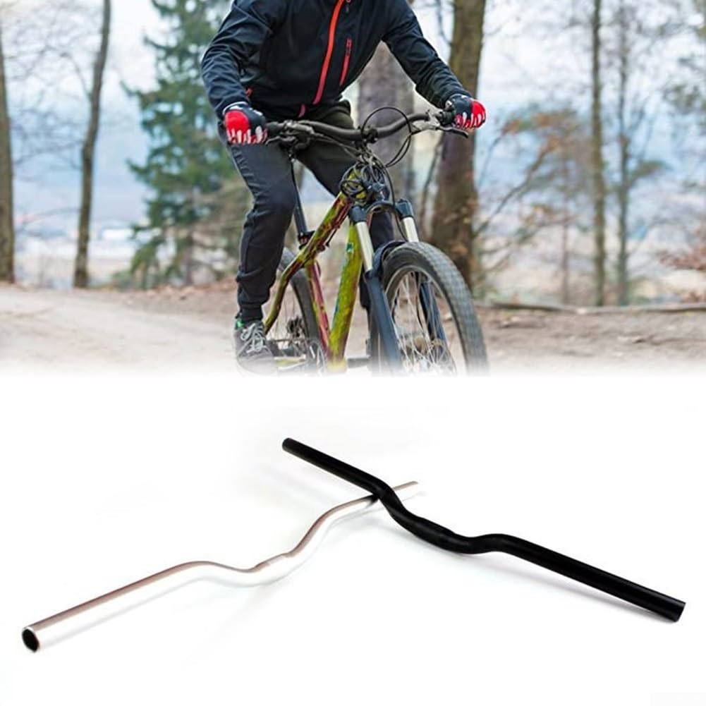 1 x manubrio in lega di alluminio da 25,4 mm CNC per mountain road Fixie pieghevole bici da equitazione argento nero 480-580 mm (nero opaco 520 mm)