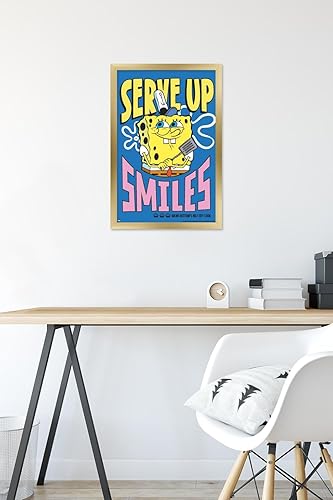 Miniatura 6 de Trends International Nickelodeon Bob Esponja - Póster de pared Serve Up Smiles, 14.72 x 22.37 pulgadas, versión enmarcada en oro