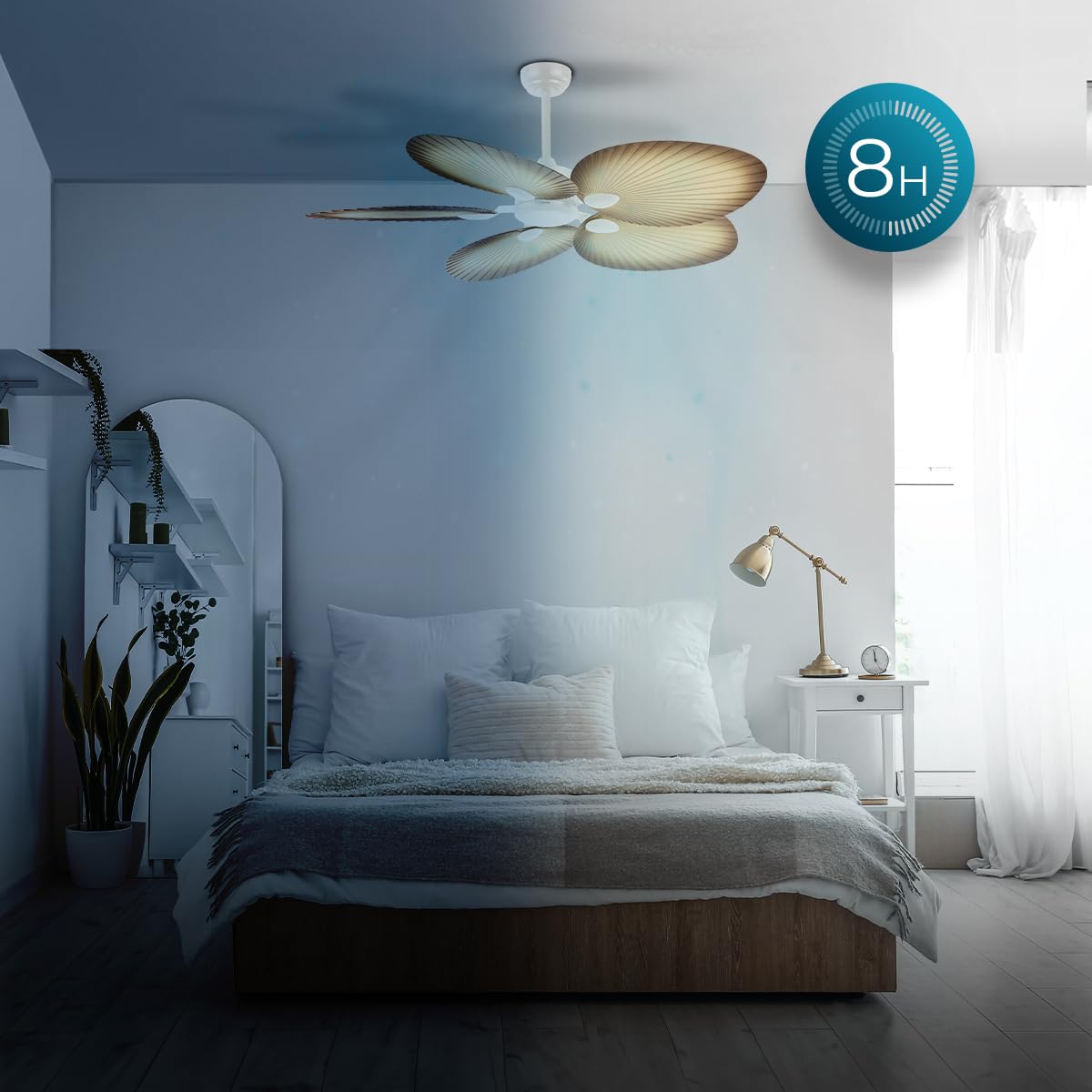 Cecotec - Ventilatori da Soffitto EnergySilence Aero 5200 Palm - 36 W, Diametro 132 cm, Telecomando, Timer Fino a 8 Ore, 6 Velocità, 5 Pale, Estate/Inverno, Design Regolabile