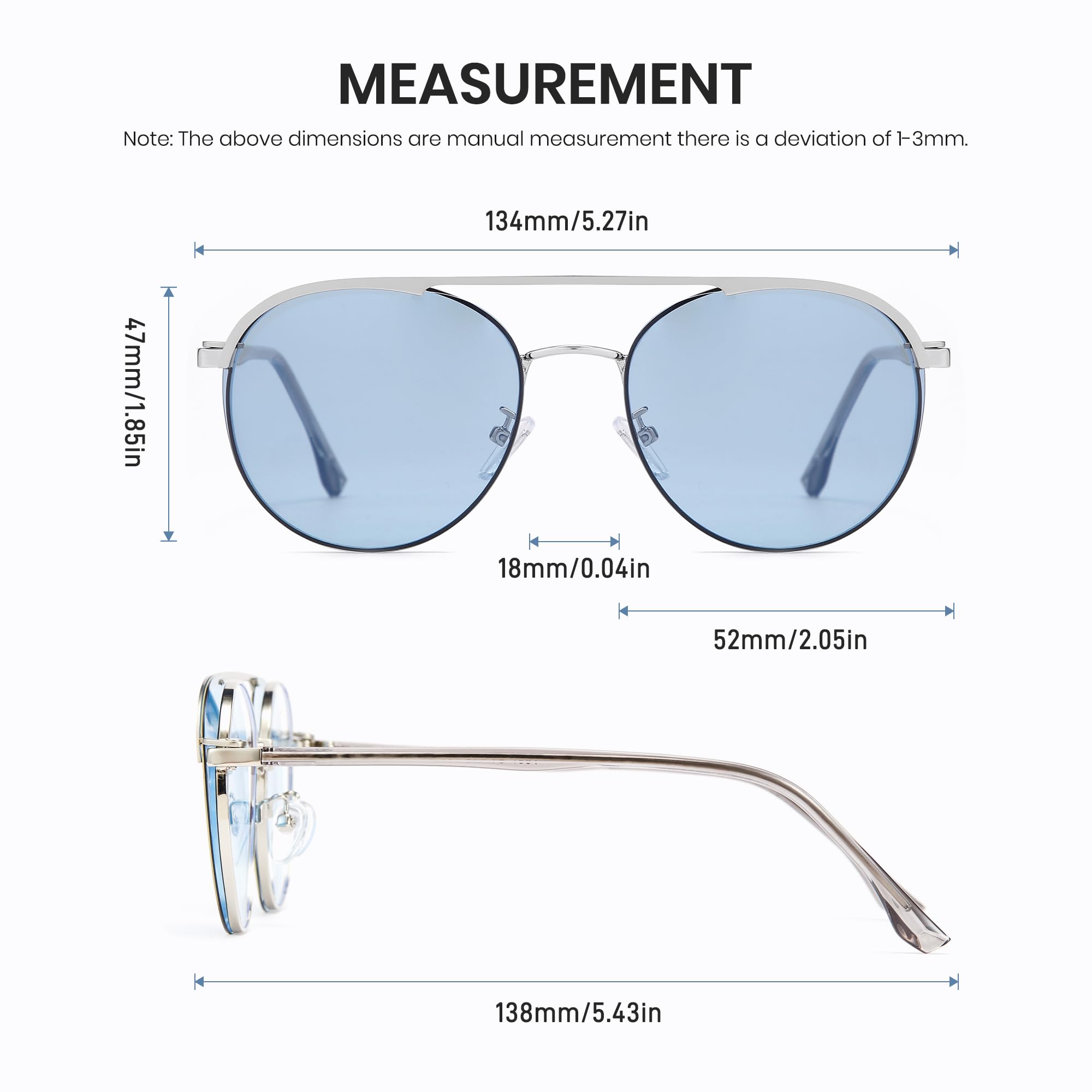 Cyxus Marco de anteojos con 5 piezas de clip magnético polarizado, lentes de sol para hombres y mujeres, marco de acero inoxidable ligero, UV 400, para conducir, pescar, viajar, P1209