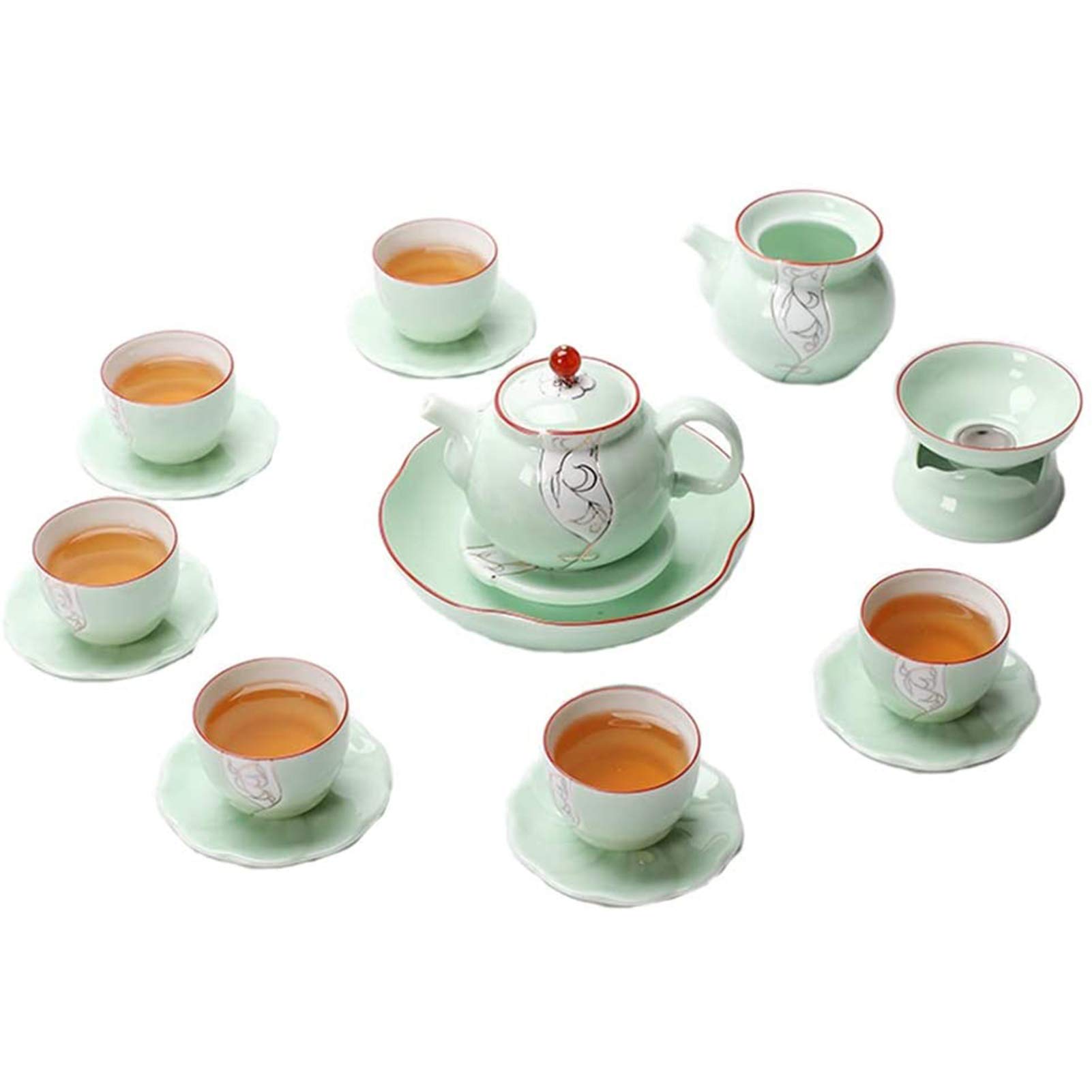 NZPOST Schüssel-Set mit Keramikdeckel, handbemaltes blaues und weißes Porzellan, Büro-Teetasse und Teekanne, Elegantes Wohnzimmer-Set mit Kung-Fu-Tee-Set