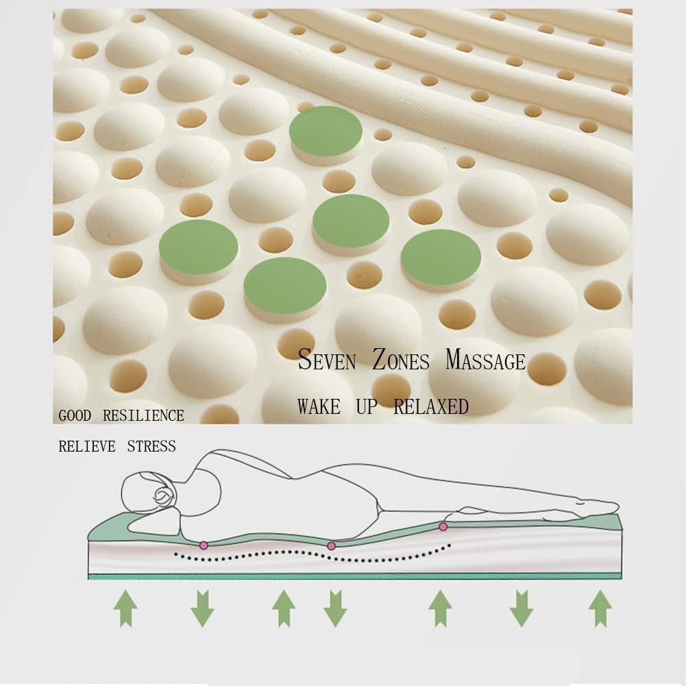 ZAIHW 100% Natural Latex Mattress Topper - Soft Firmness, Seven Zones to take Care of The Body, Comfortable and Breathable,4in,140x200cm(55x79in)
