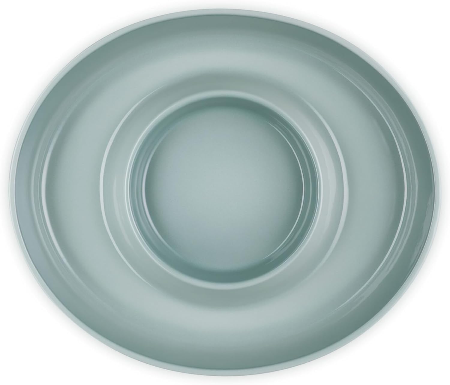 Le Creuset Stoneware Signature Oval Chip and Dip Platter, 13", Sea Salt