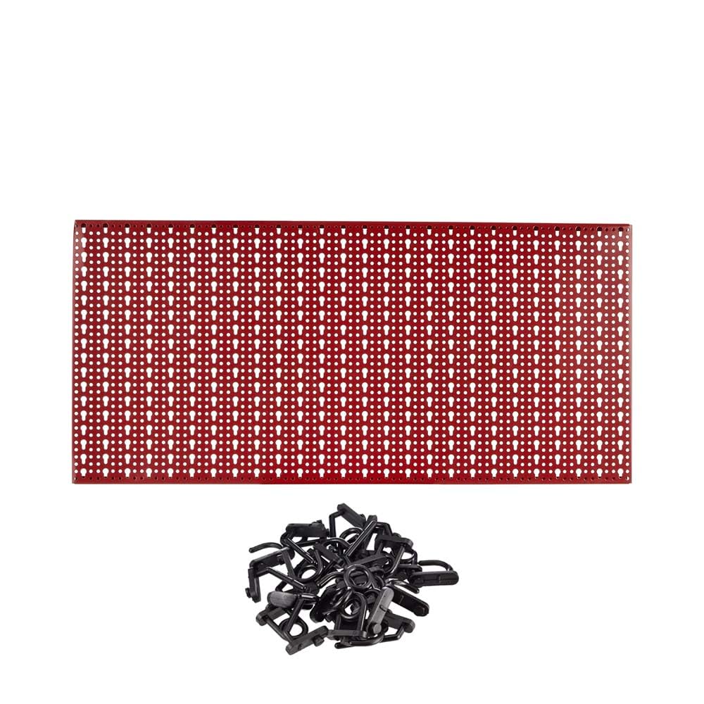 FERROELETTRA Pannello Portautensili 980x460mm in Lamiera Verniciata - Kit Ganci Incluso - Pannello Porta Attrezzi da Parete per Organizzazione Utensili - Parete Attrezzata Officina (1, Rosso)