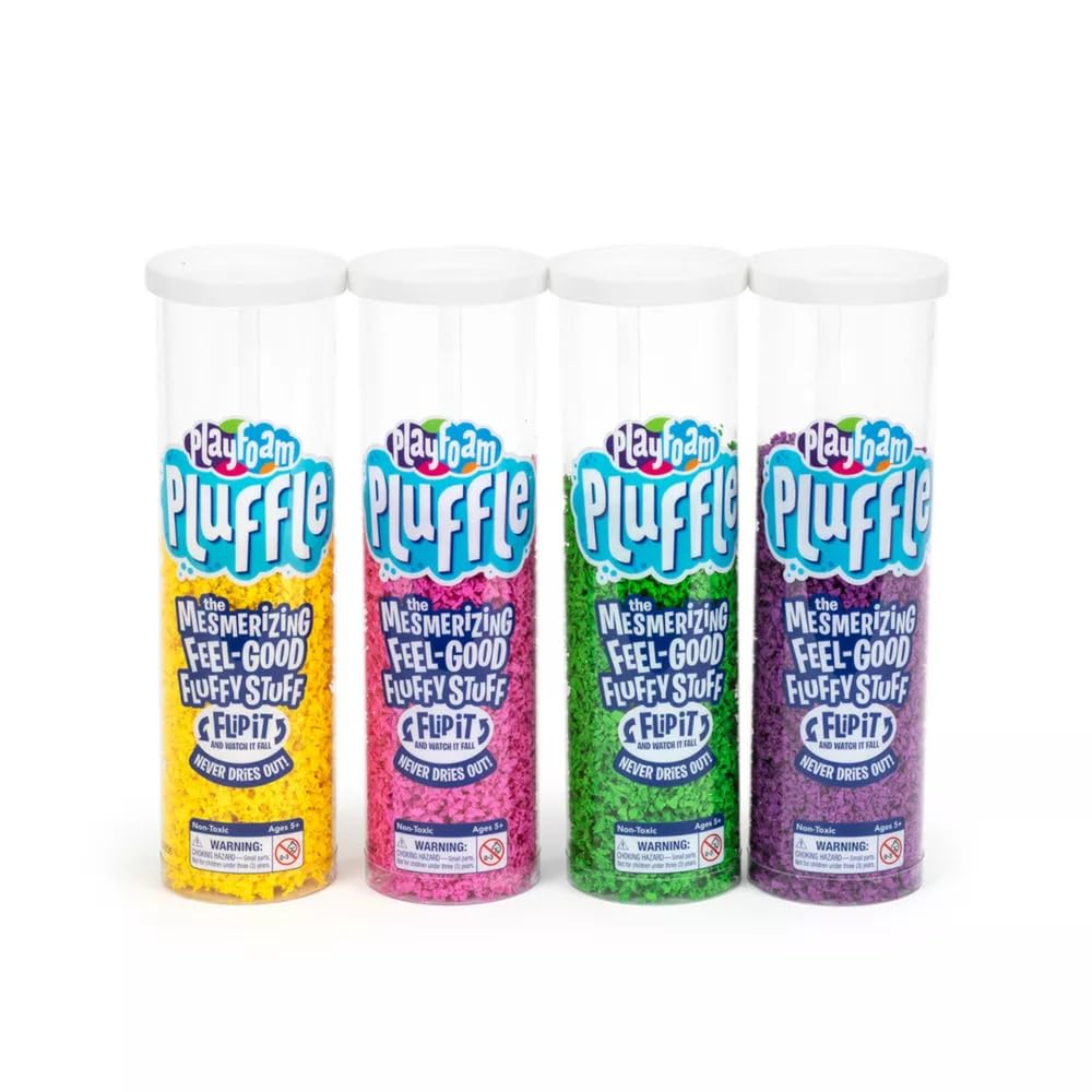 Educational Insights Playfoam Pluffle for Sensory Bins 4-Pack - Green, Pink, Yellow & Purple Sensory Bin Filler for Sensory Table, Great for Sensory Play