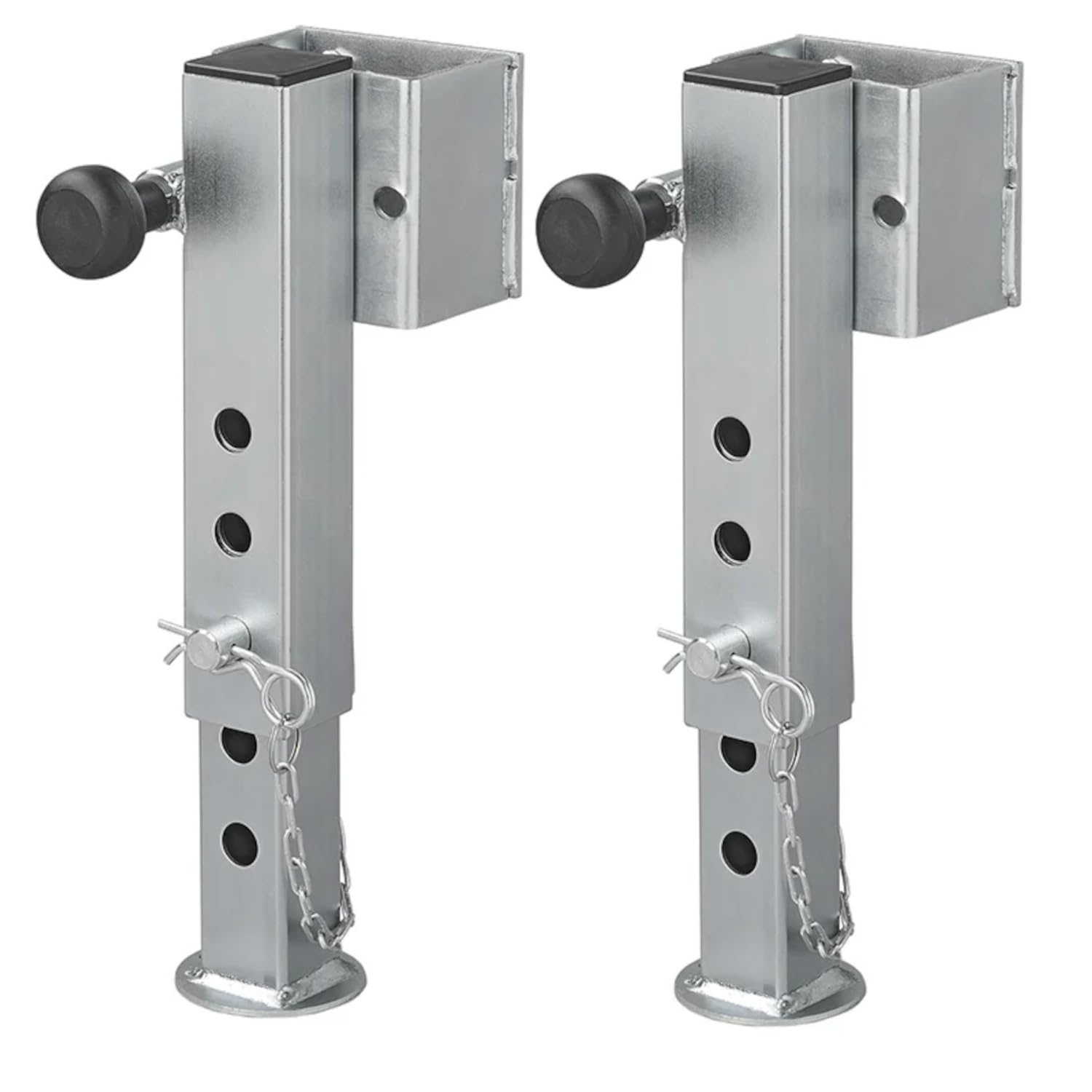 Preiswert&Gut 2X Anhängerstützen & Kurbelstütze Wohnmobil – Stütze 1300 kg, Stahlrohr 60x60 mm, kippbar – höhenverstellbar 345–445 mm Ausdrehstütze und Wohnwagenstützen Anhänger