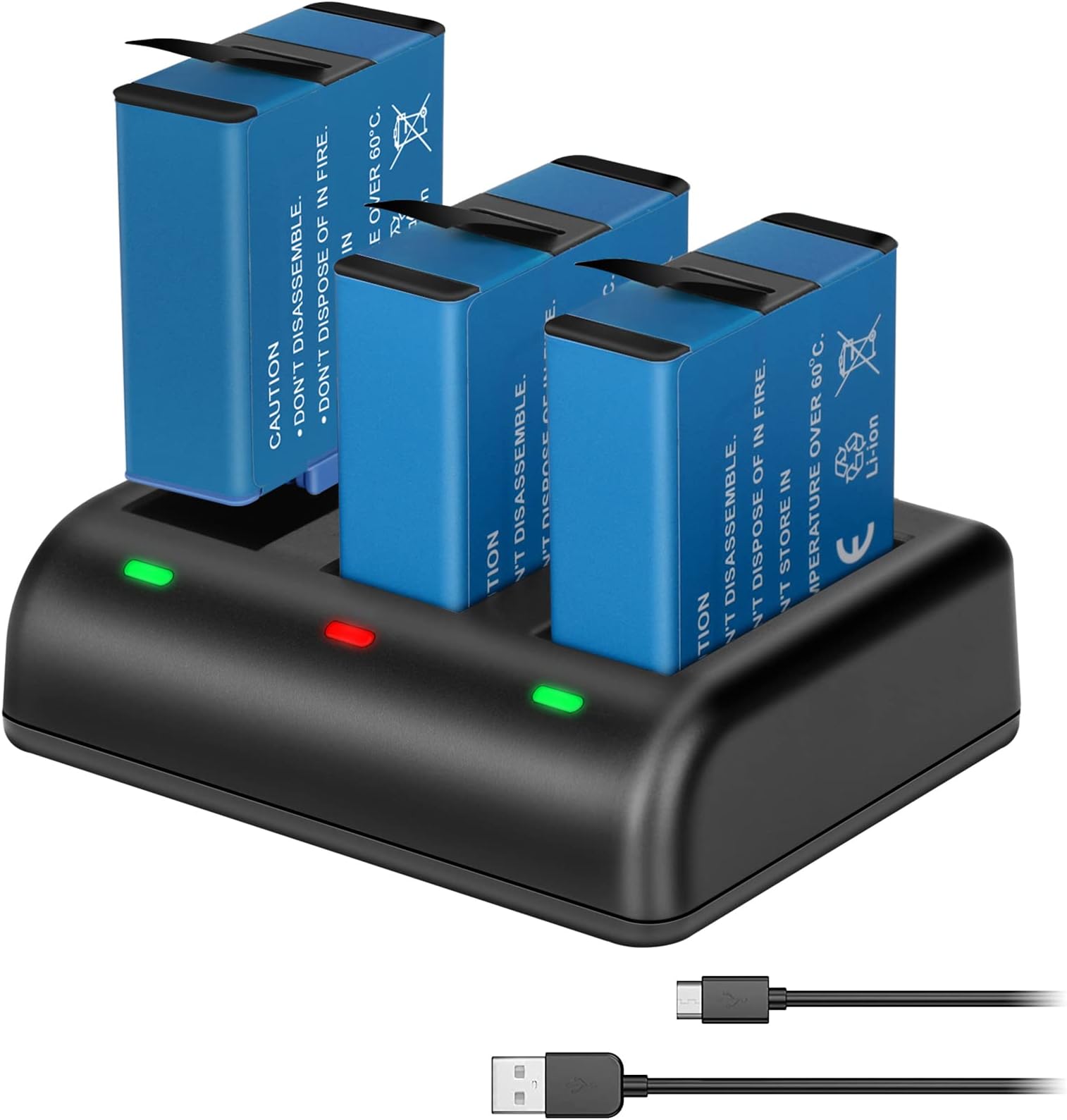 JYJZPB Hero 8/7/6 Replace Batteries (3 Pack) and Triple Fast Charger for GoPro Hero 8 Black, Hero 7 Black, Hero 6 Black Camera (1220mAh)