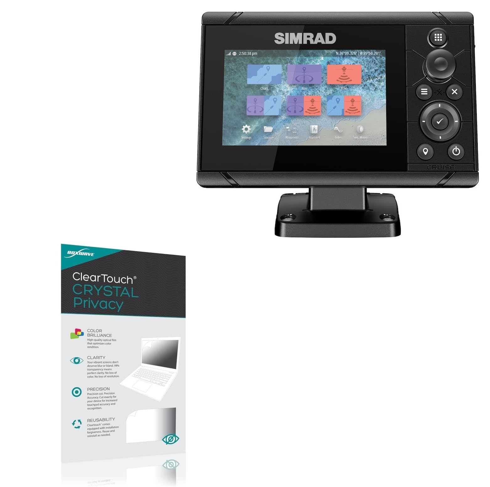 BoxWave Screen Protector Compatible with Simrad Cruise 5 - ClearTouch Crystal Privacy (2-Pack), Privacy Screen Protector Flexible Film Clear
