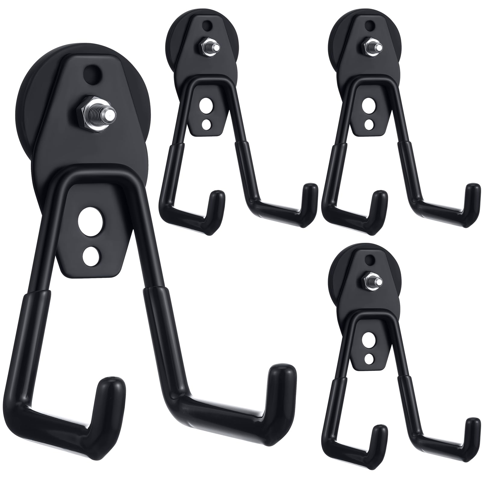 Landhoow 4 Pcs Large Magnetic Hooks Heavy Duty Magnet Hooks, Black