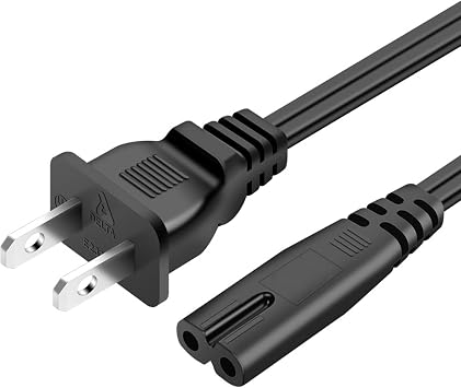 AC Power Cord5ft, Black - Universal Replacement for Xbox One S/X, Xbox Series X/S, PS4, PS4 Slim, PS5, PS3 Slim/Super Slim UL Listed