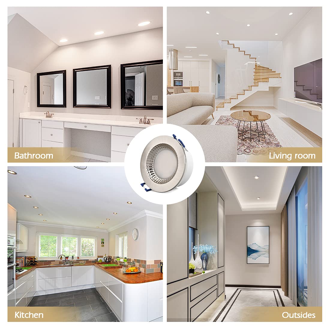 KYOTECH Foco led empotrable techo IP65 Luz Natural 4500K 6W 500LM Ultraplanos Downlight LED techo Ángulo de Luz 120° Luz de Techo Para Baño Cocina Balcón Pasillo 6 piezas