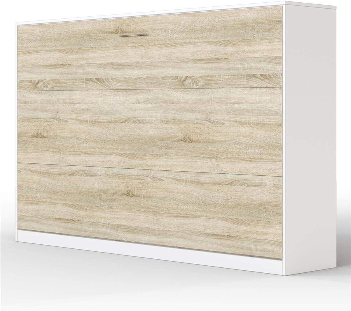 SMARTBETT BASIC FOLDING WALL BED 120X200 HORIZONTAL WHITE/OAK SONOMA WITH GAS PRESSURE SPRINGS