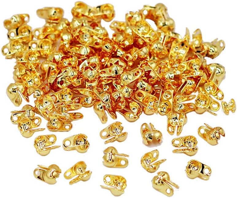 600PCS Bead Clasps Open Tips Knot Covers Clamshell End Cap Crimps Beads Ball Chain Connector Clasp for Jewelry Making DIY Crafts (Mixed Size 1.5mm 2mm 2.4mm) Gold - Image 2