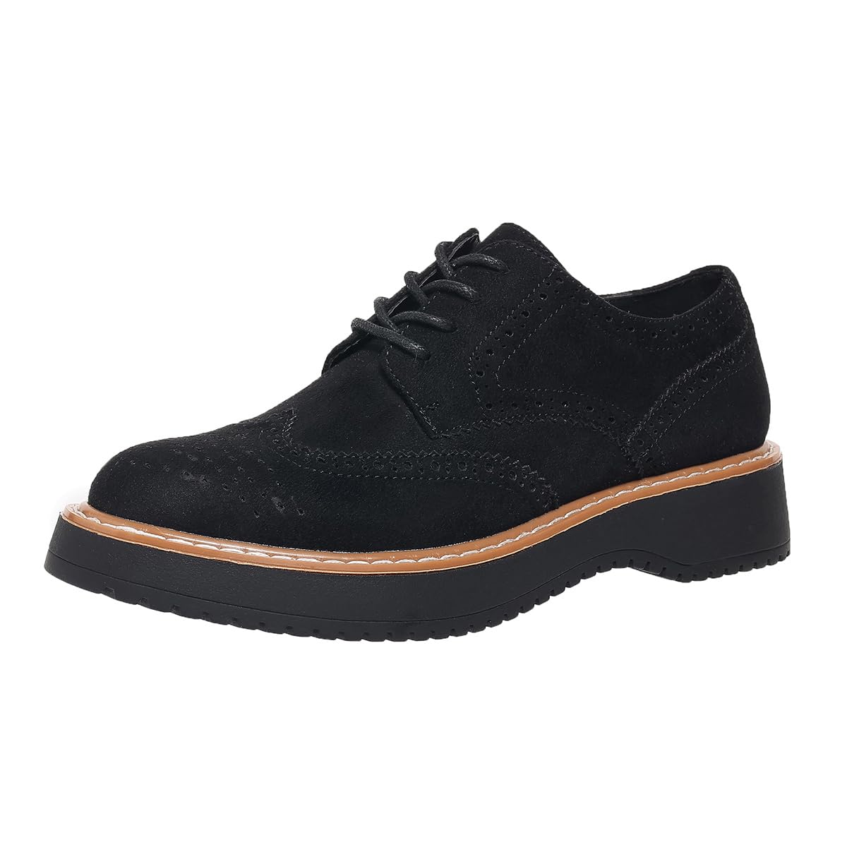 Womens Lace Up Oxfords Shoes Chunky Platform Round Toe Penny Loafers Non-Slip Sole