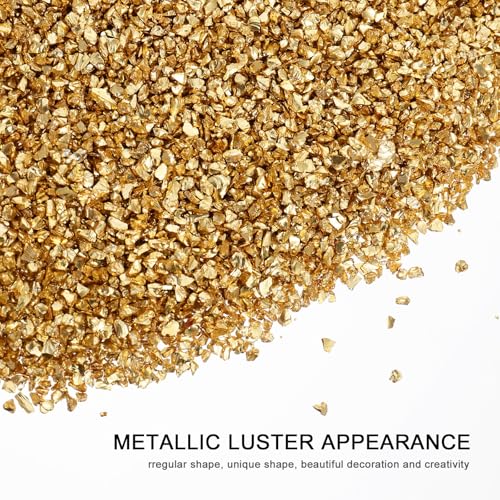 Vidrio triturado dorado VILLCASE de 500g en trozos irregulares metálicos 3